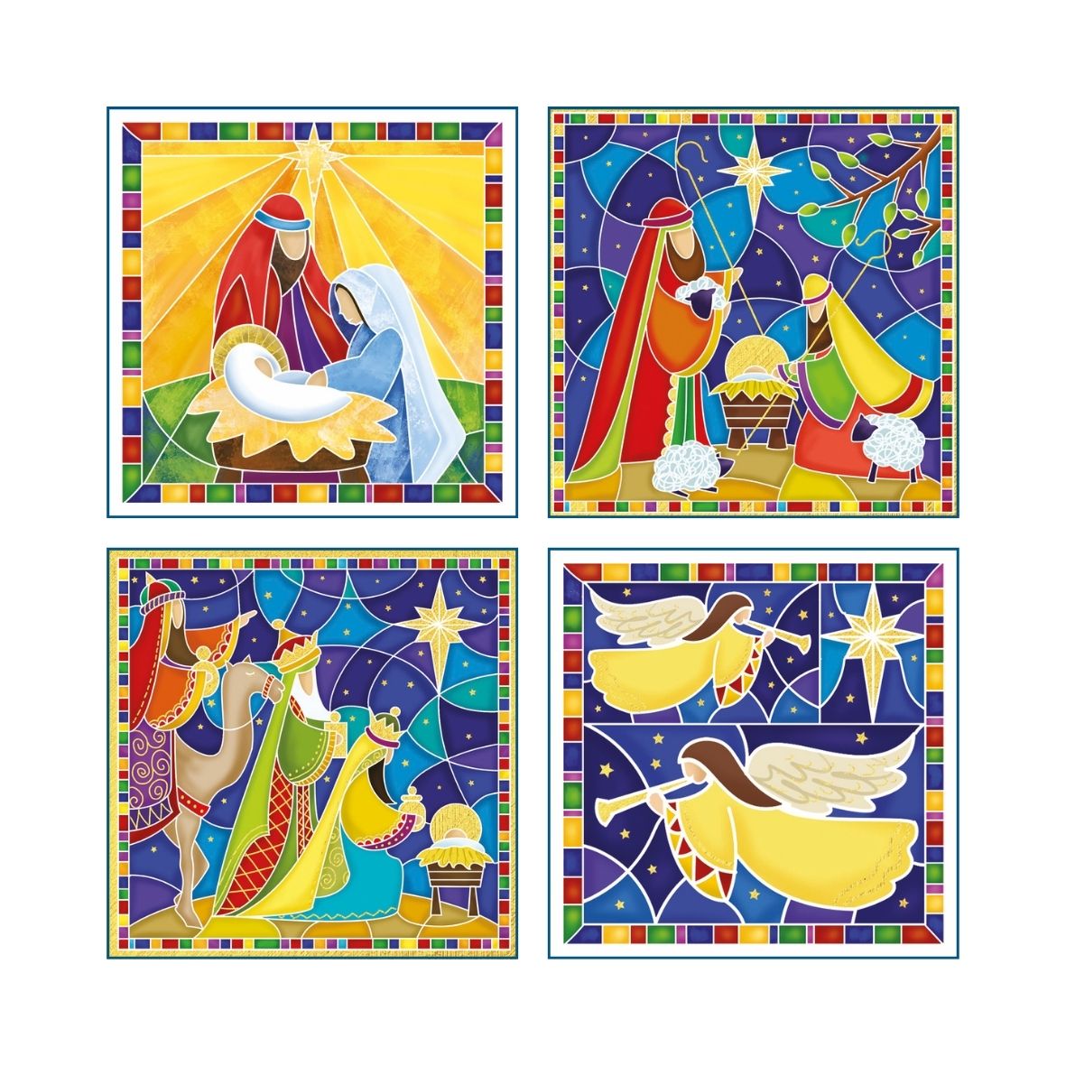 Stained Glass Multipack Christmas Card Set (Pack of 20)