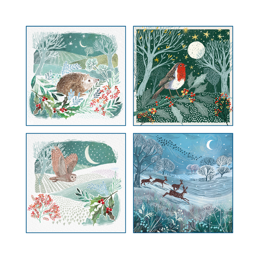 Animal Christmas Card Set (4 designs - pack of 20)