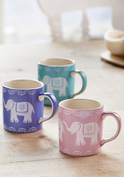 Hand Painted Ceramic Elephant Mug