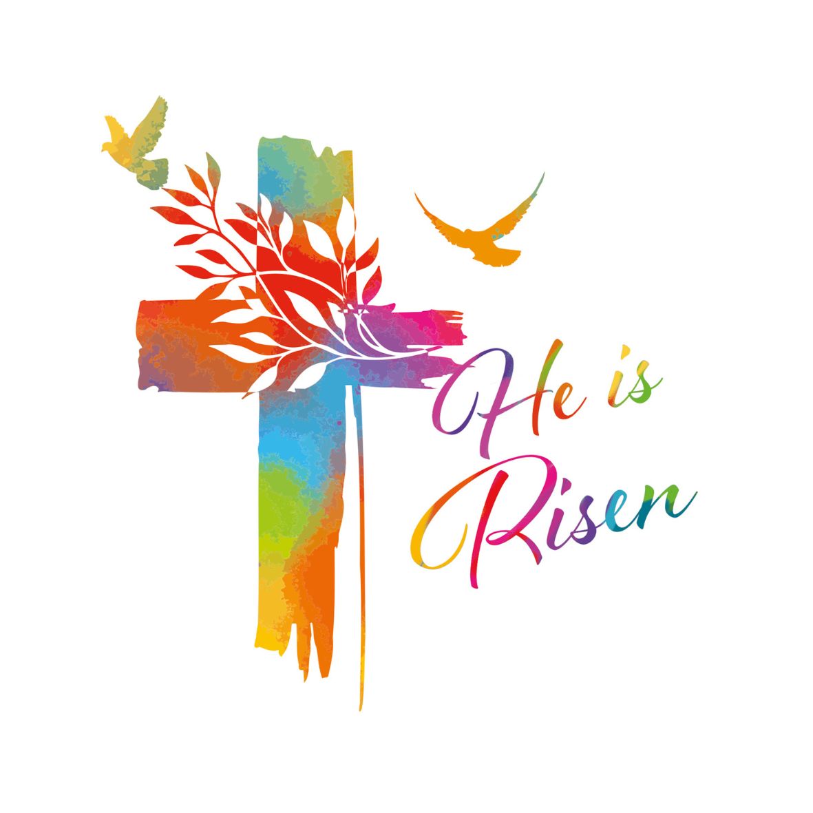 Colourful He is Risen Easter Cards (pack of 6)