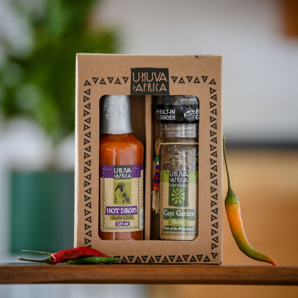 Garlic Chilli Hot Drops & Herbs Grinder Gift Set