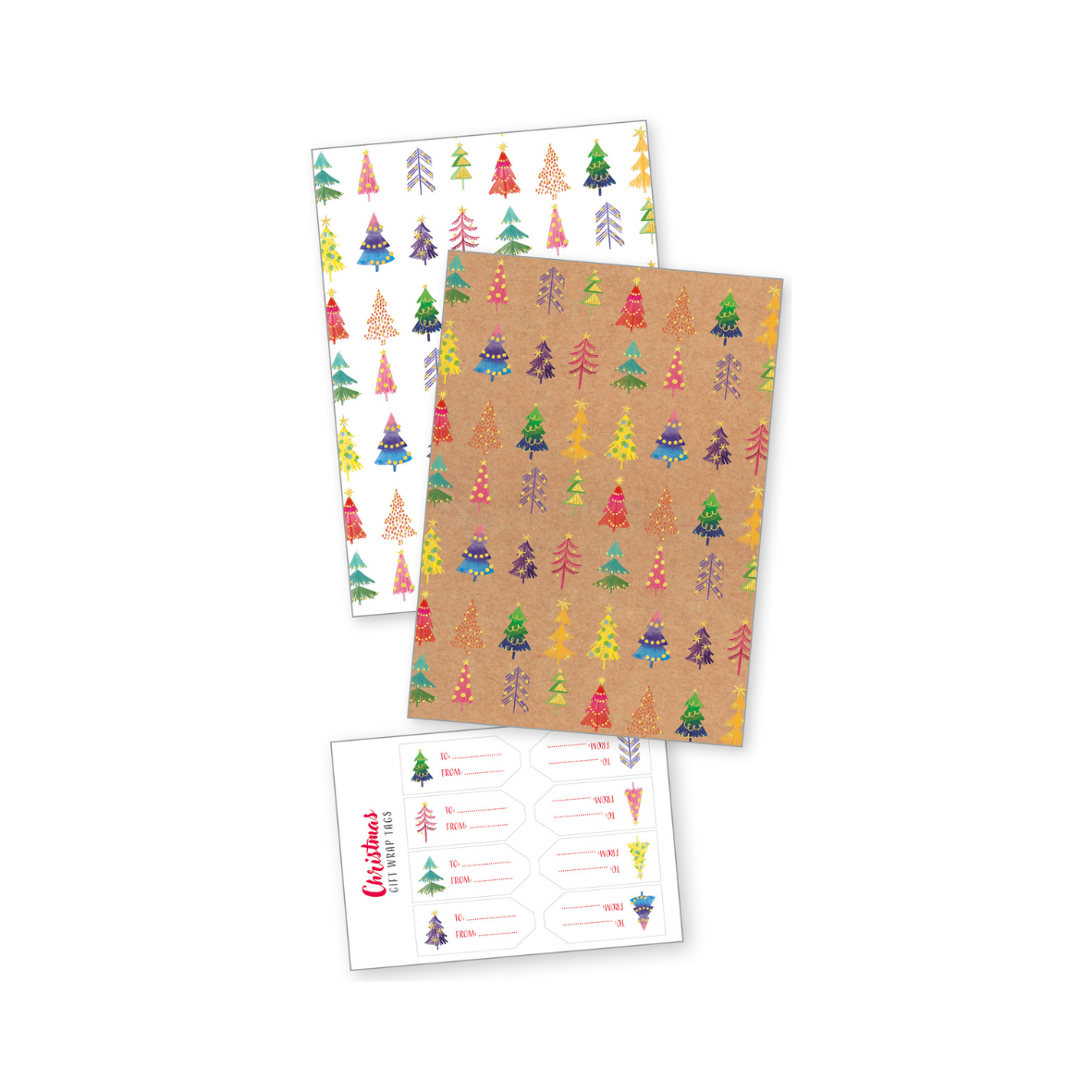 Christmas Trees Wrapping Paper (4 sheets)